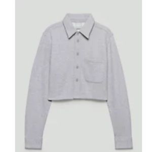 TNA COZY FLEECE BOYFRIEND CROPPED BUTTON-UP